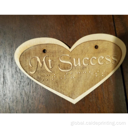 Customized Braille raised wooden heart shaped logo